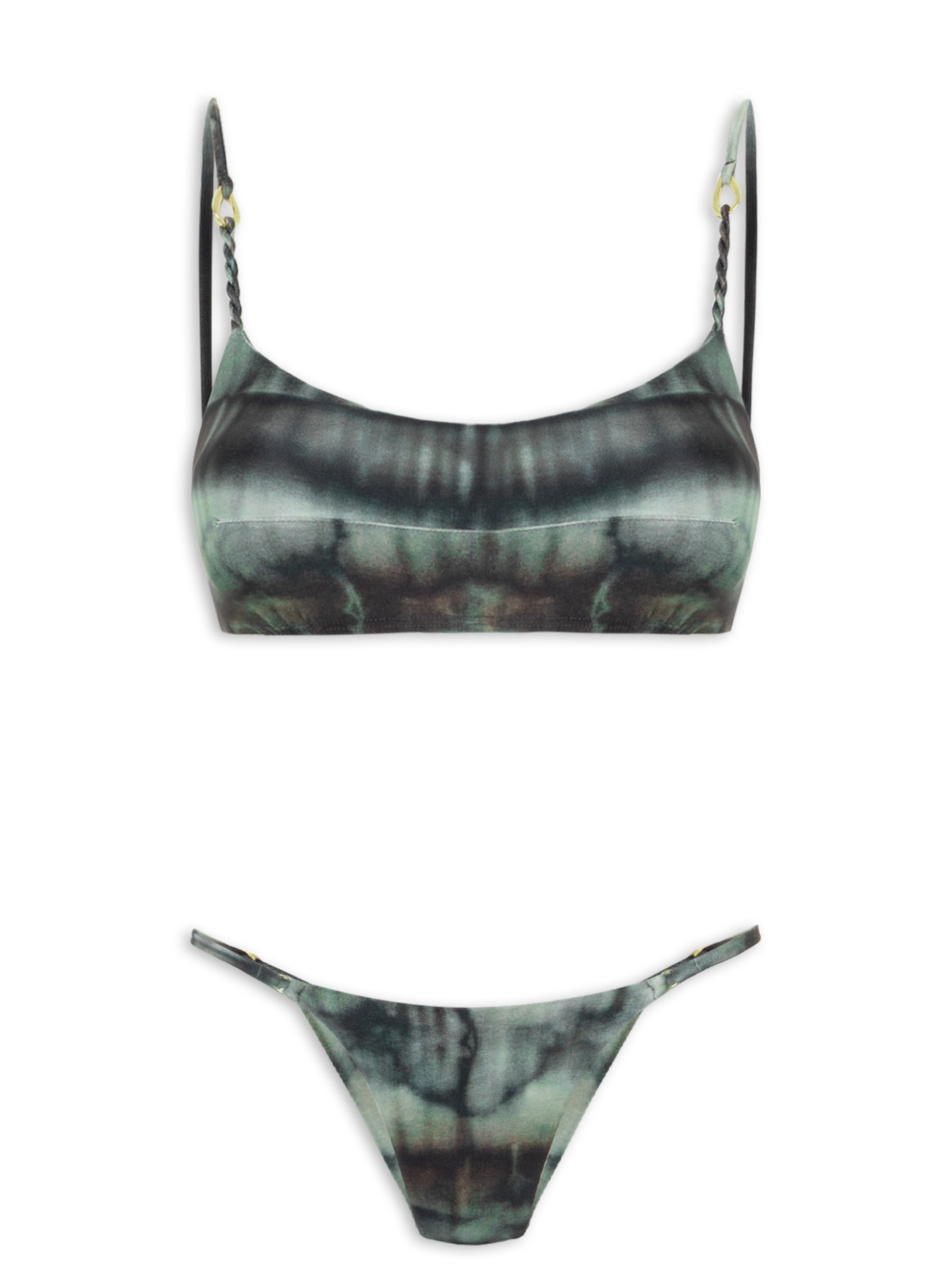 Biquíni Básico Estampado Decote Reto Preto Cia Marítima