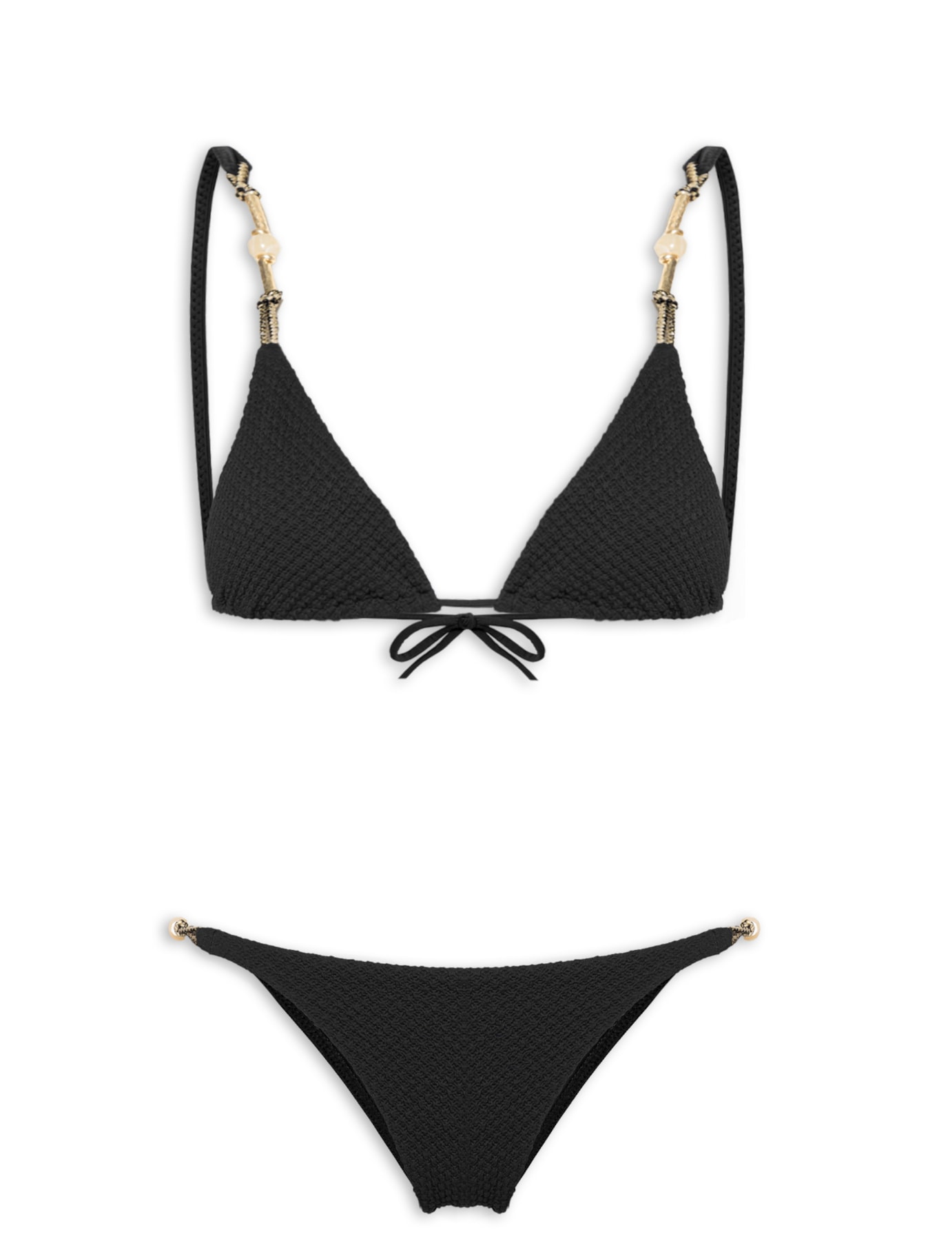 Biquíni Com Textura Cortininha Liso Amarração Preto Cia Marítima