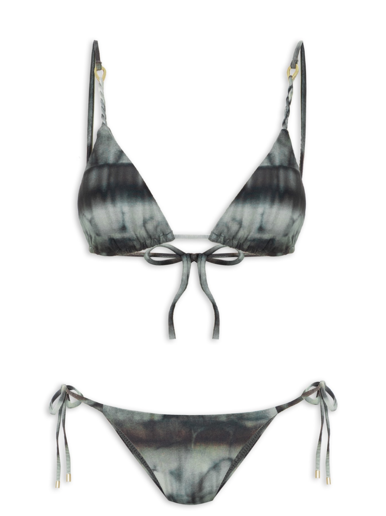 Biquíni cortininha Estampado Alças Finas e Aviamentos Preto Cia Marítima