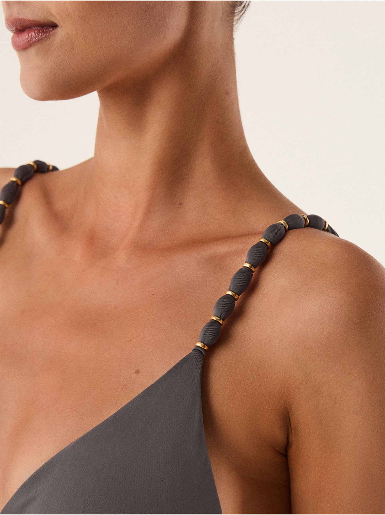 Biquíni Paralelo Beads Cinza  Vix