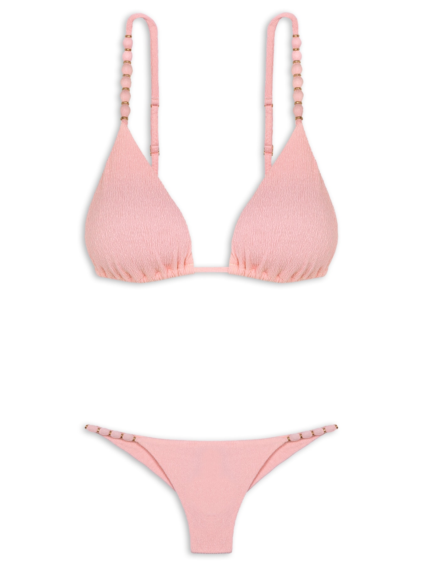 Biquíni Tri Paralelo Beads Alças Finas Rosa Vix
