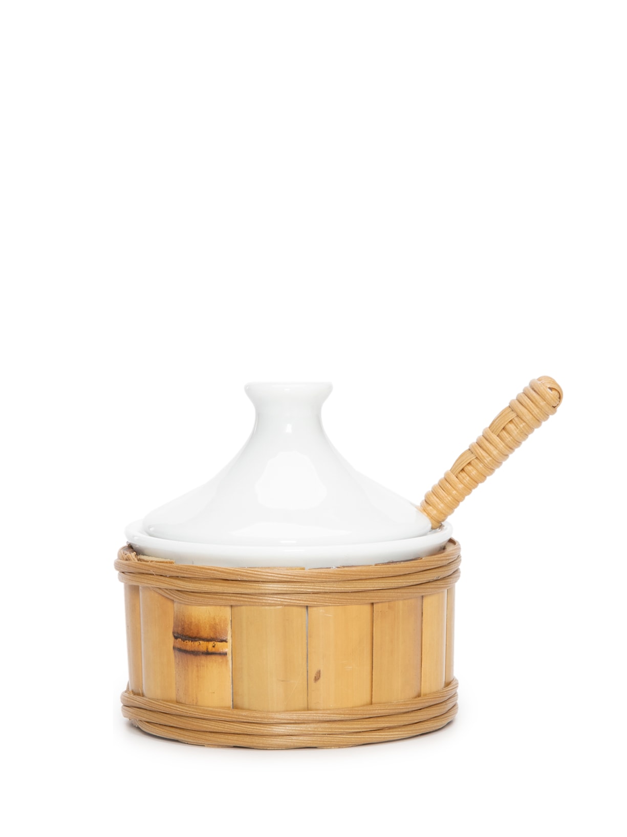 Açucareiro Com Colher Bambu - Branco