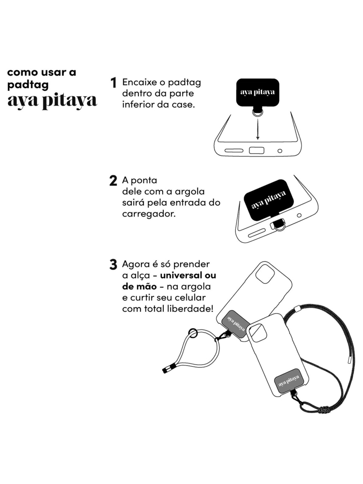 Alça Unissex Universal Cacau Preto  Aya Pitaya
