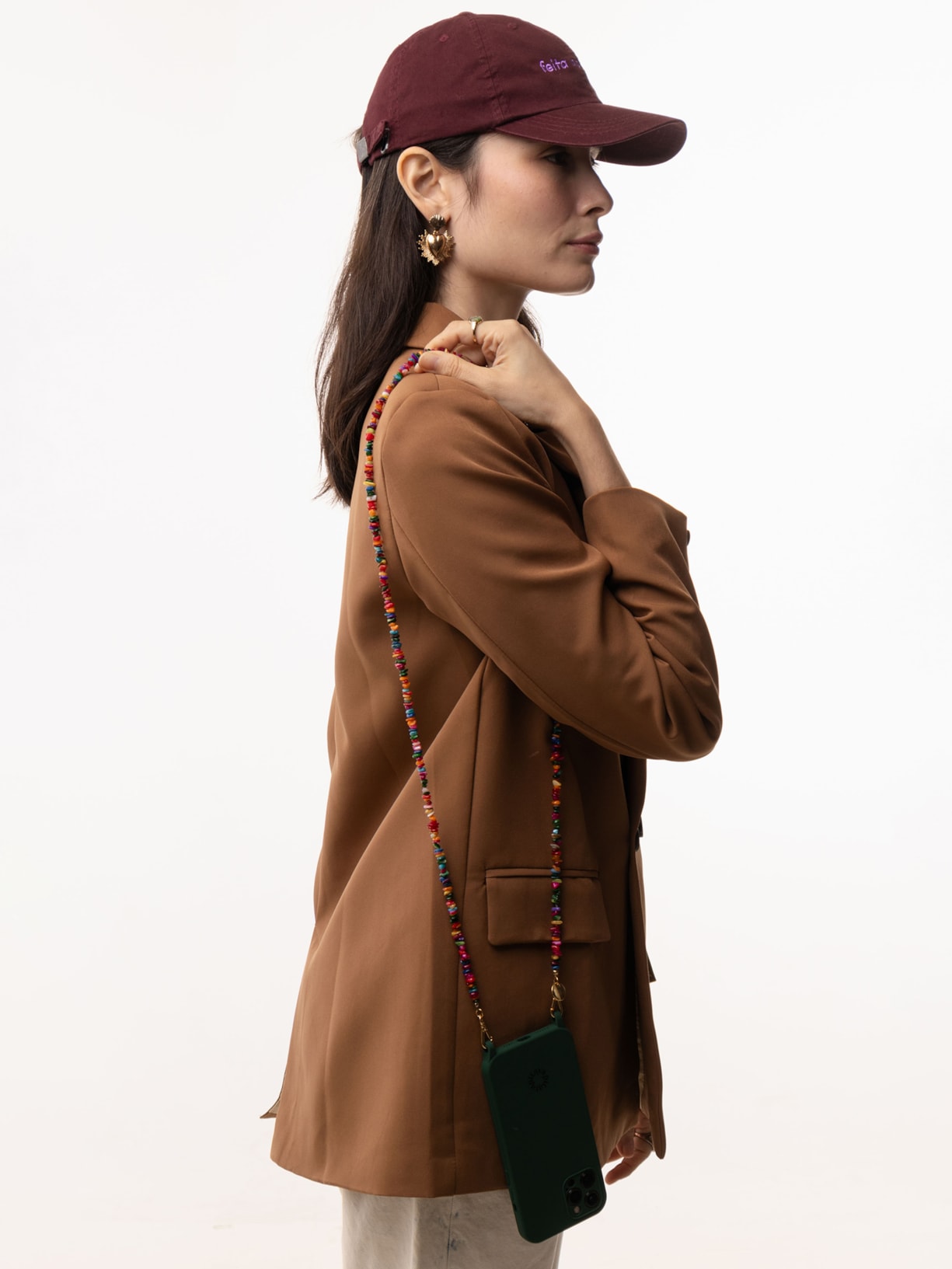 Alça Unissex Universal Para Celular Madrepérolas Coloridas Dourado  Aya Pitaya