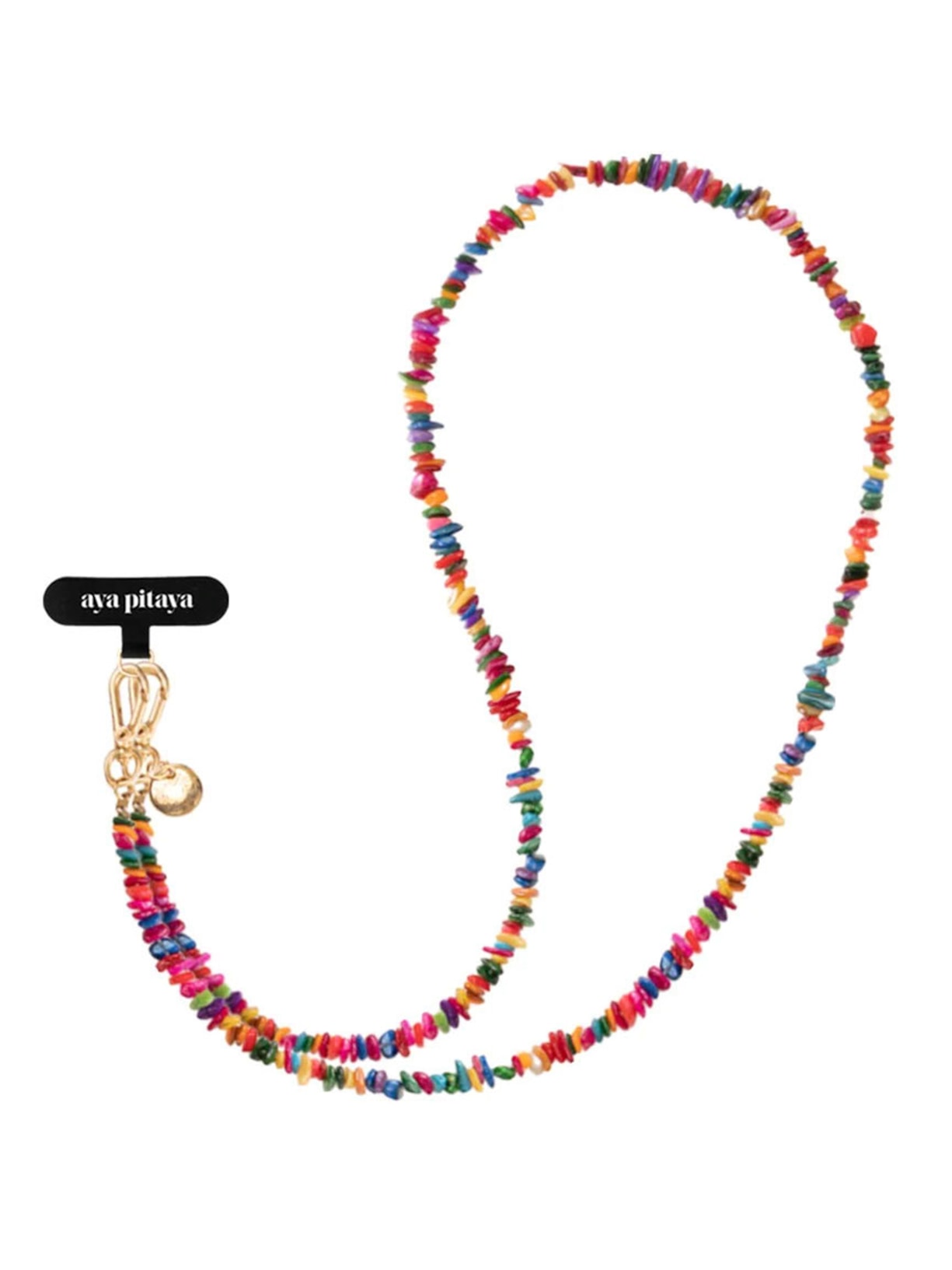 Alça Unissex Universal Para Celular Madrepérolas Coloridas - Dourado