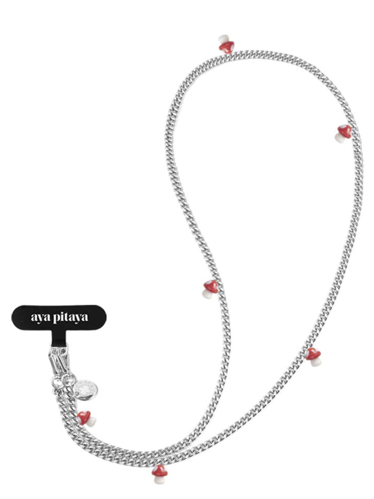 Alça Universal Unissex Para Celular Corrente Cogumelos - Prata