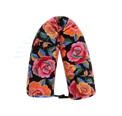 Almofada De Pescoço Rosas Pintadas - Preto