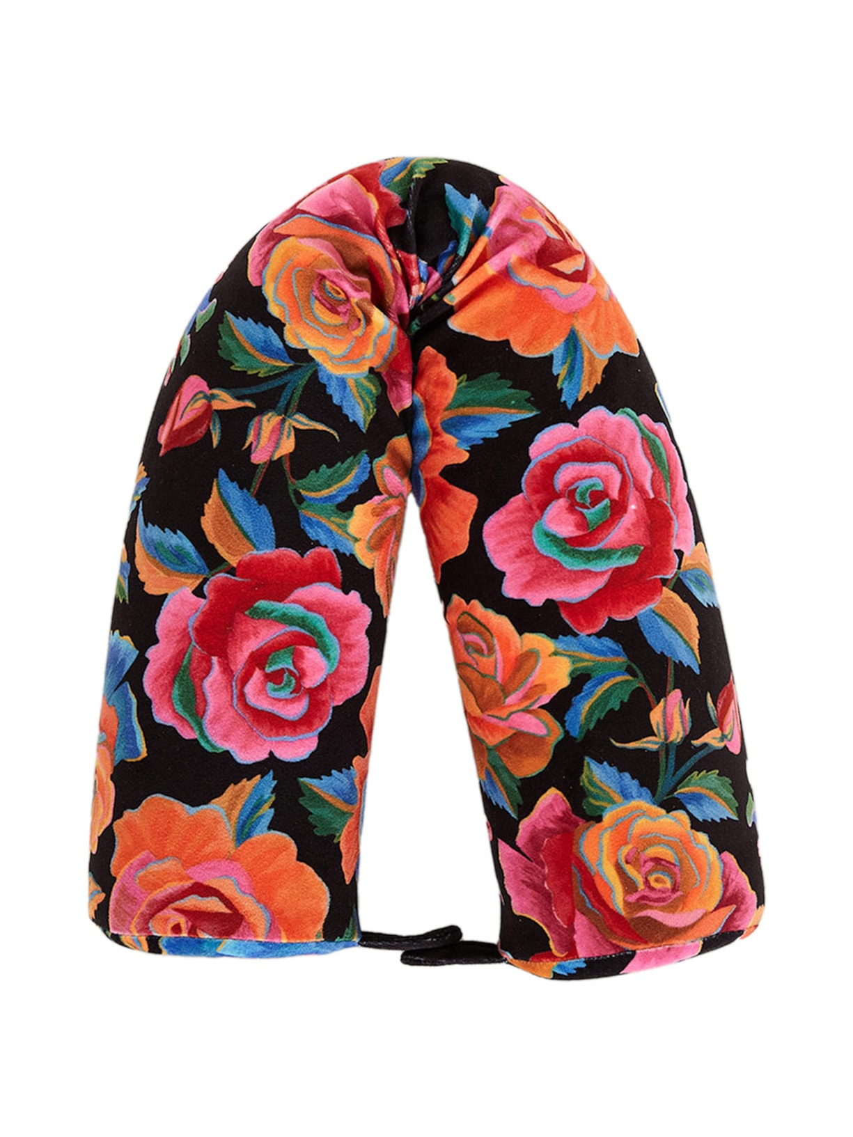 Almofada De Pescoço Rosas Pintadas - Preto