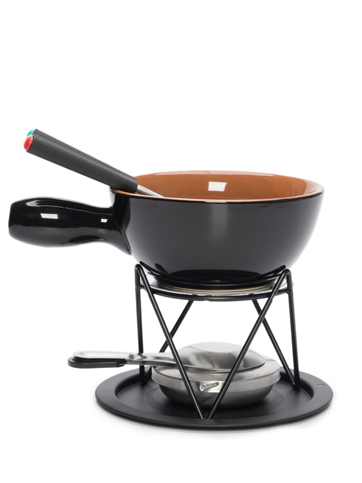 Aparelho De Fondue 09 Peças Para Queijo Em Cerâmica - Preto