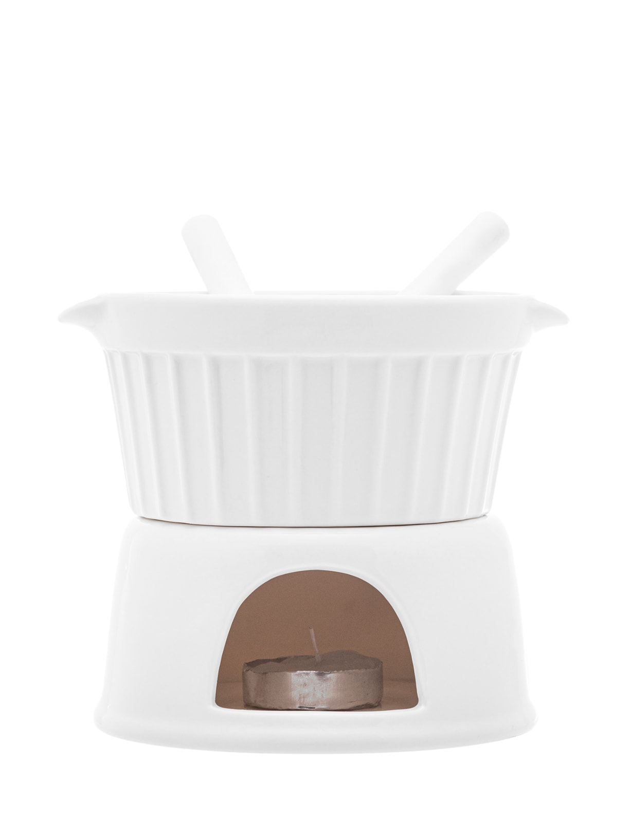 Aparelho de Fondue 4 Peças de Porcelana Classic - Branco