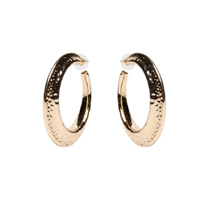 Argola Feminina Texturizada - Dourado