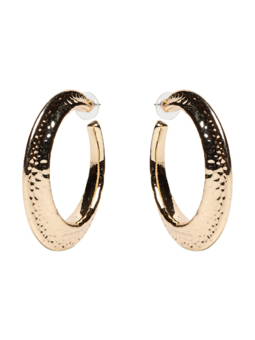 Argola Feminina Texturizada - Dourado