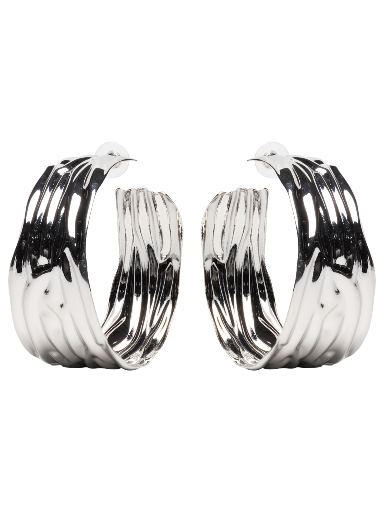 Argola Feminina Texturizada Prateado Market 33