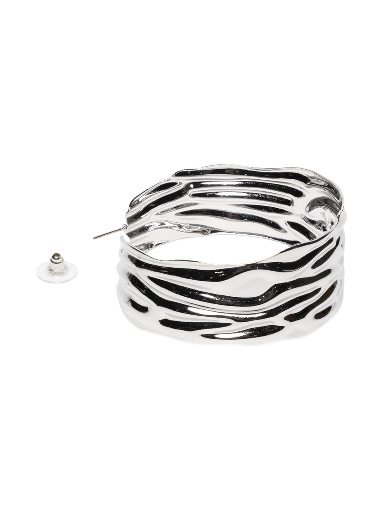 Argola Feminina Texturizada Prateado Market 33