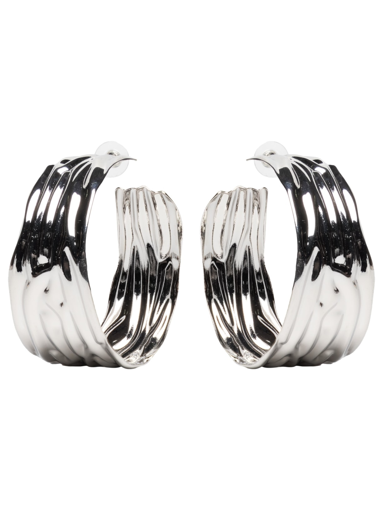 Argola Feminina Texturizada - Prateado