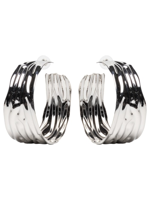 Argola Feminina Texturizada - Prateado