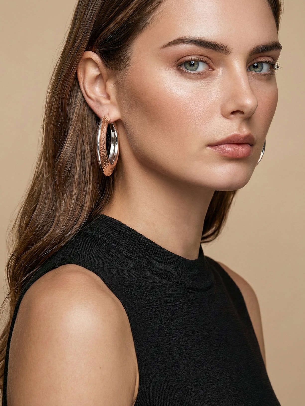 Argola Feminina Texturizada Prateado Market 33