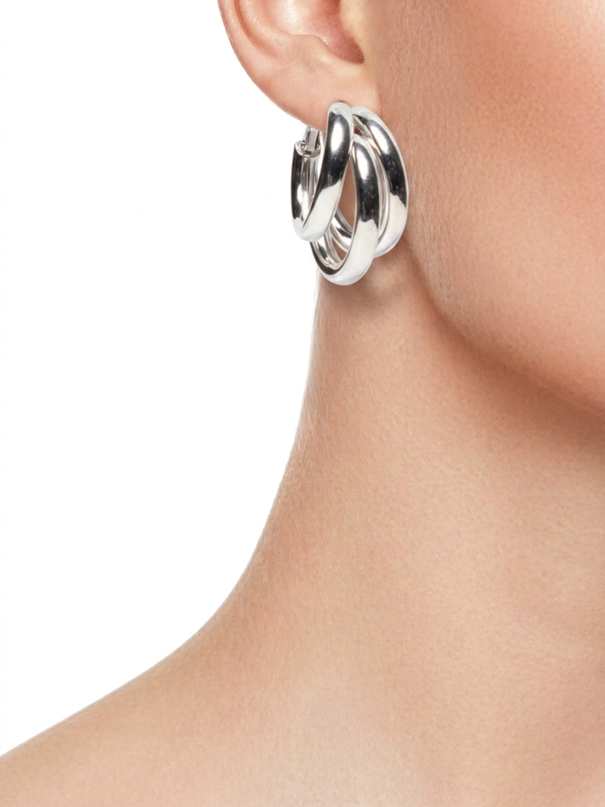 Argola Feminina Tripla Prateado Market 33