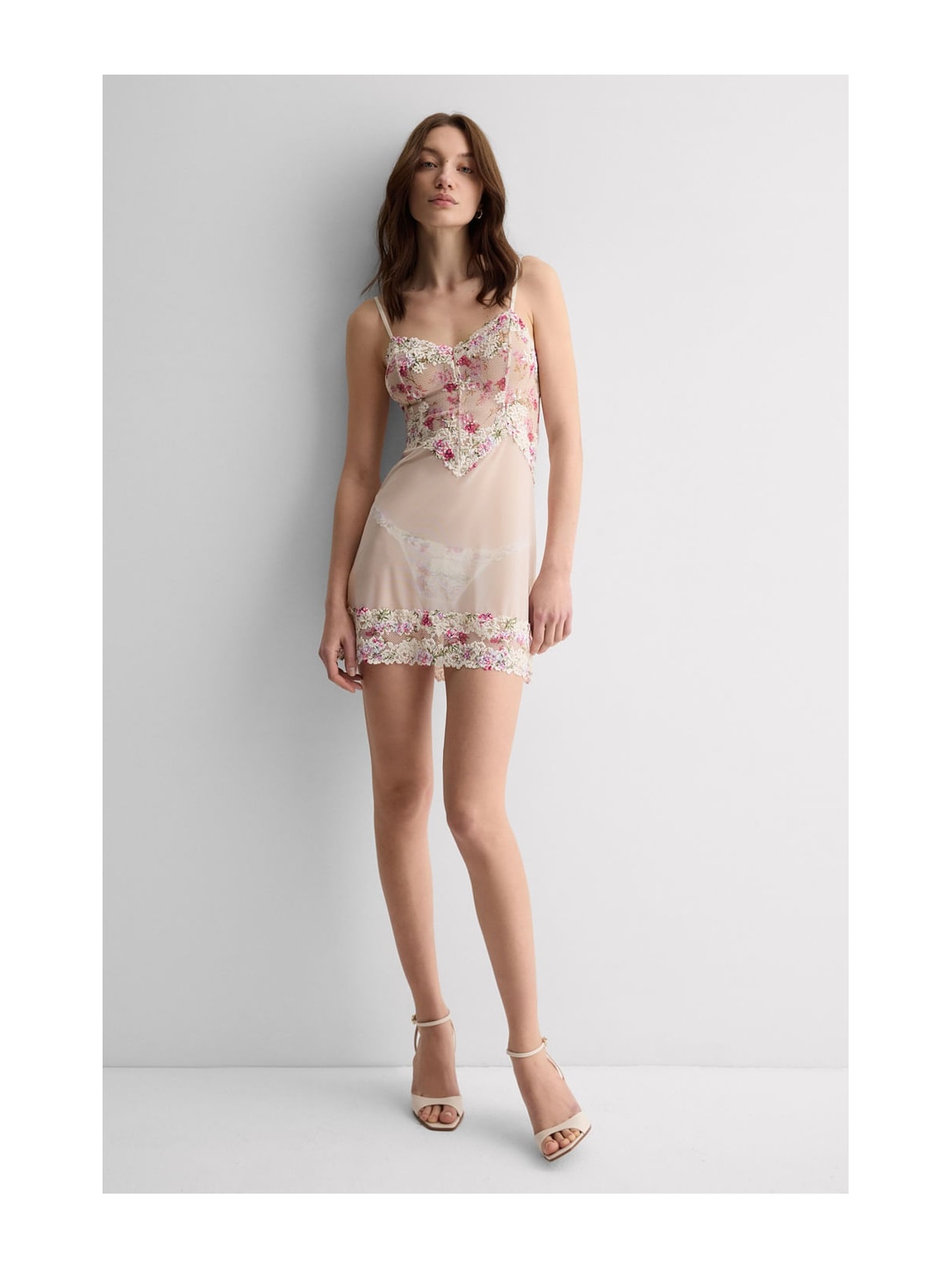 Babydoll Em Tule e Renda Pretty Flowers Rosa Intimissimi