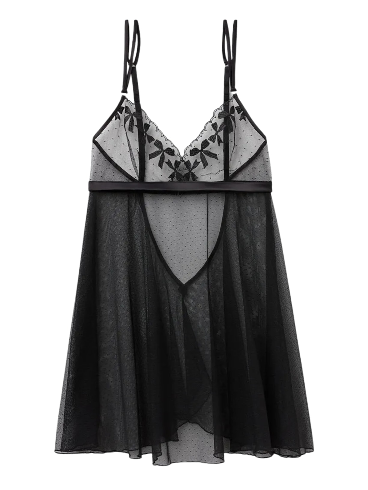 Babydoll Em Tule Frou Frou Romance - Preto