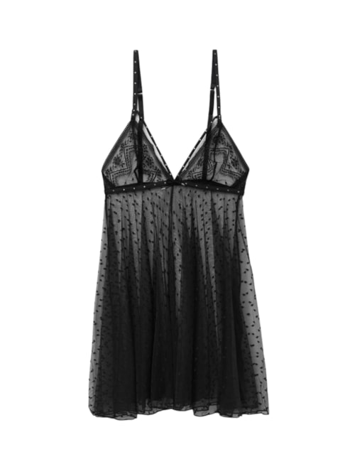 Babydoll Em Tule The Love Club - Preto