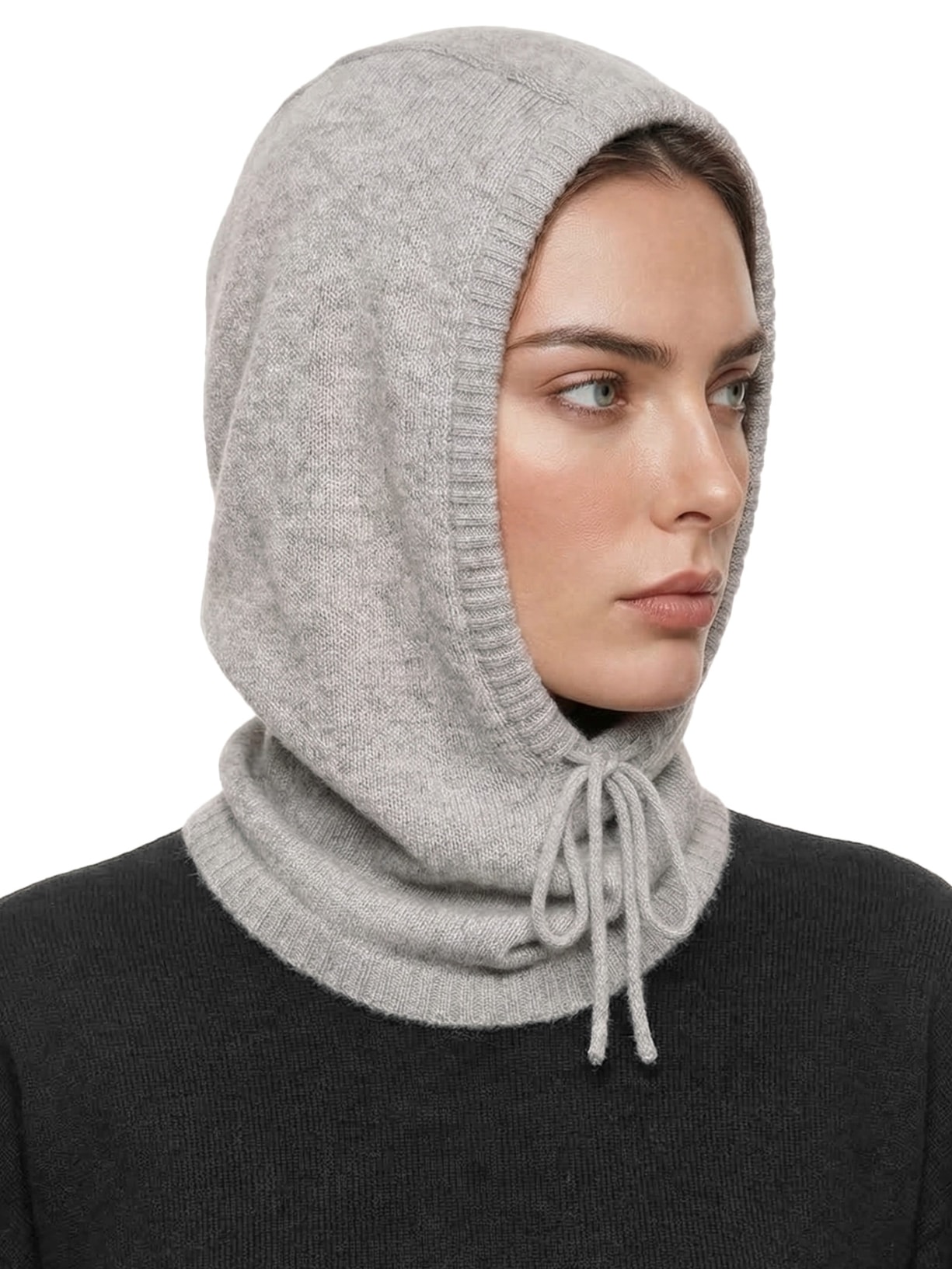 Balaclava Feminina Com Blend De Cashmere E Lã Cinza '2Essential