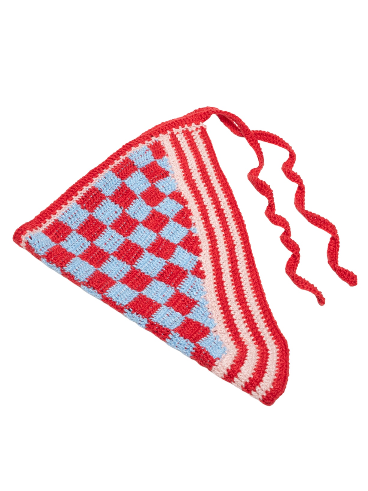 Bandana Feminina Croche Quadriculada Vermelho Valônia Véras