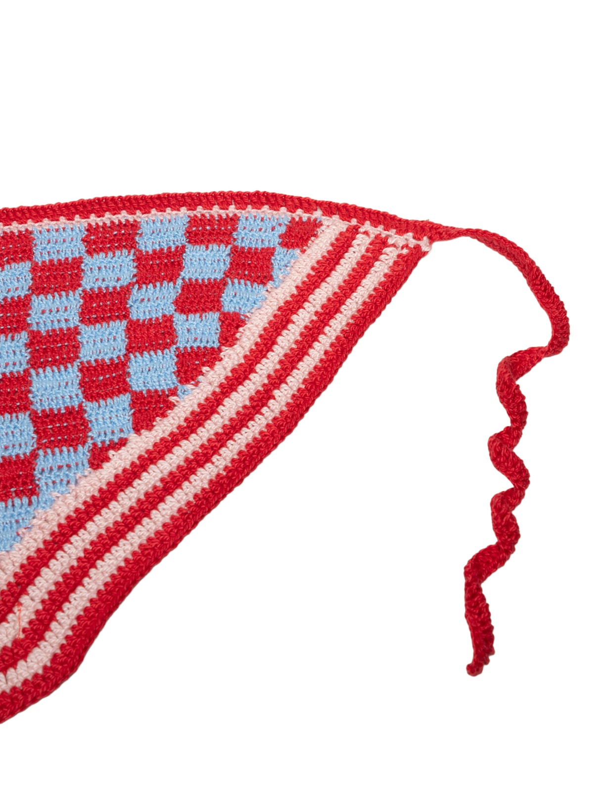Bandana Feminina Croche Quadriculada Vermelho Valônia Véras