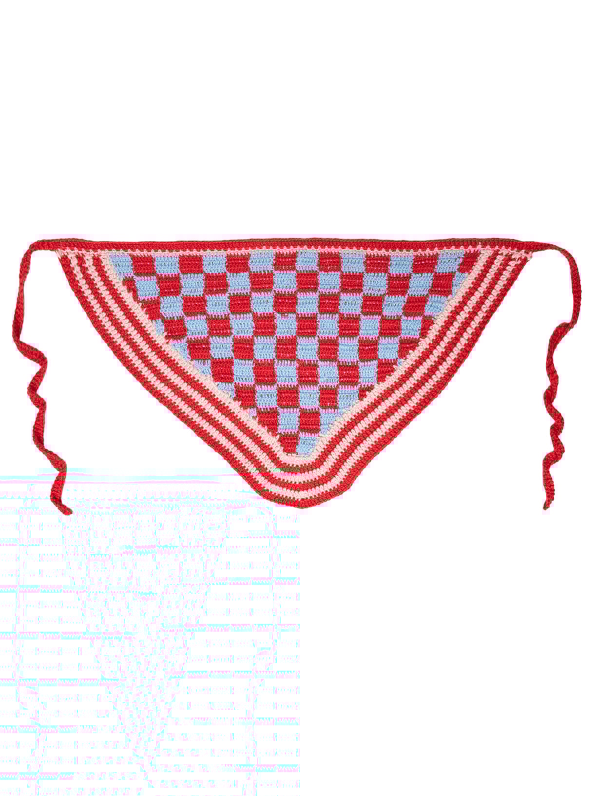 Bandana Feminina Croche Quadriculada - Vermelho