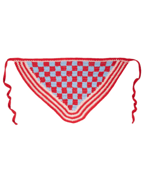Bandana Feminina Croche Quadriculada - Vermelho