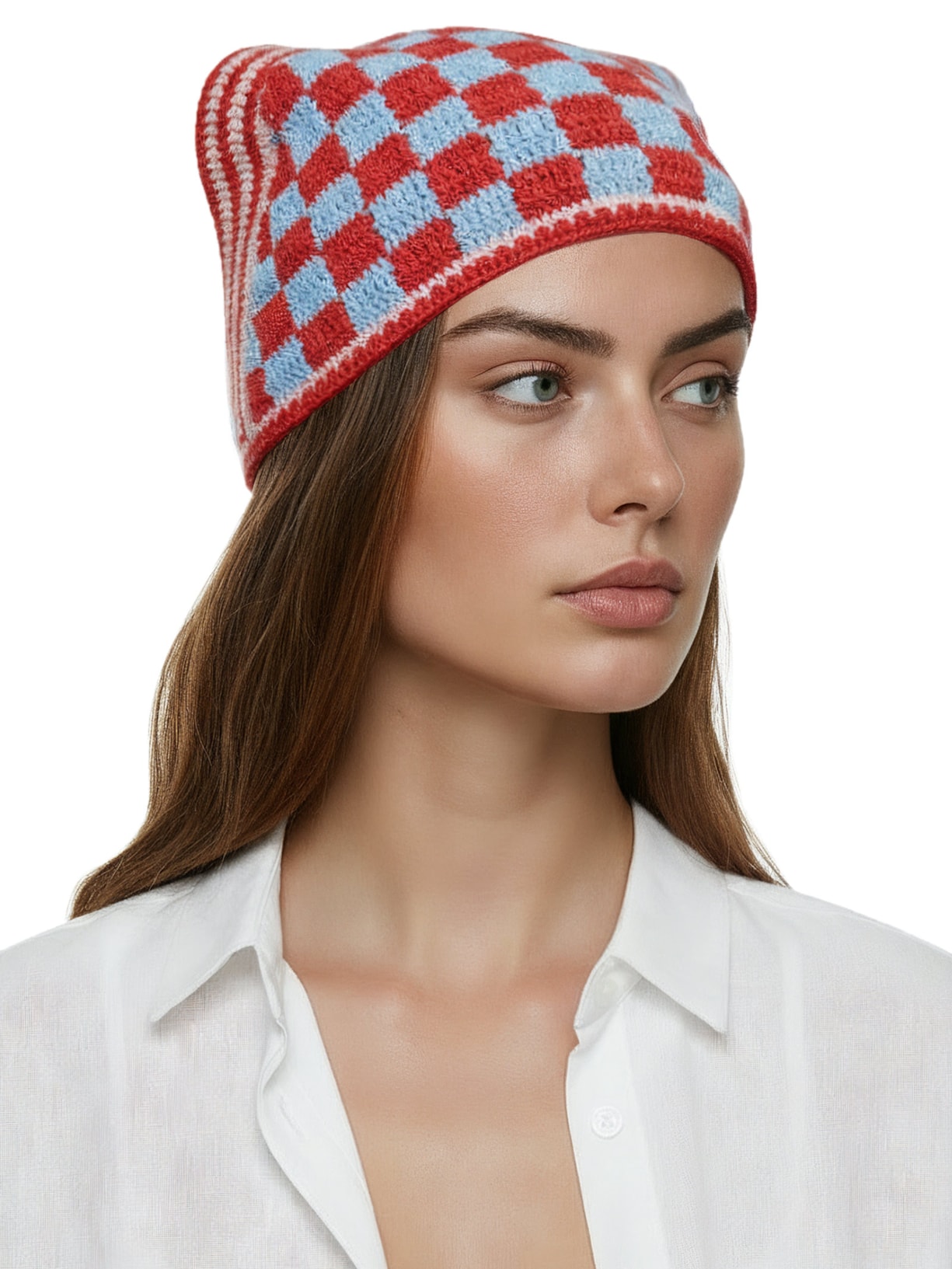 Bandana Feminina Croche Quadriculada Vermelho Valônia Véras