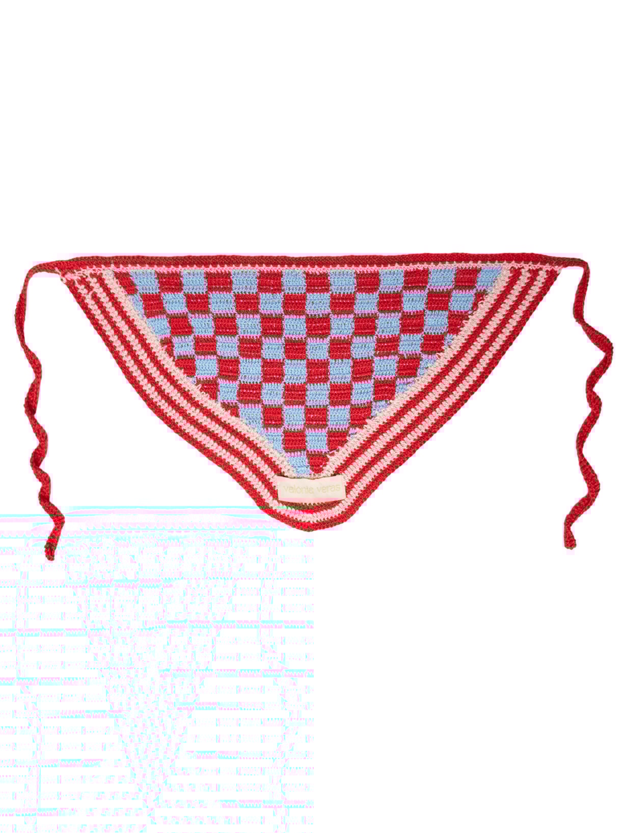 Bandana Feminina Croche Quadriculada Vermelho Valônia Véras
