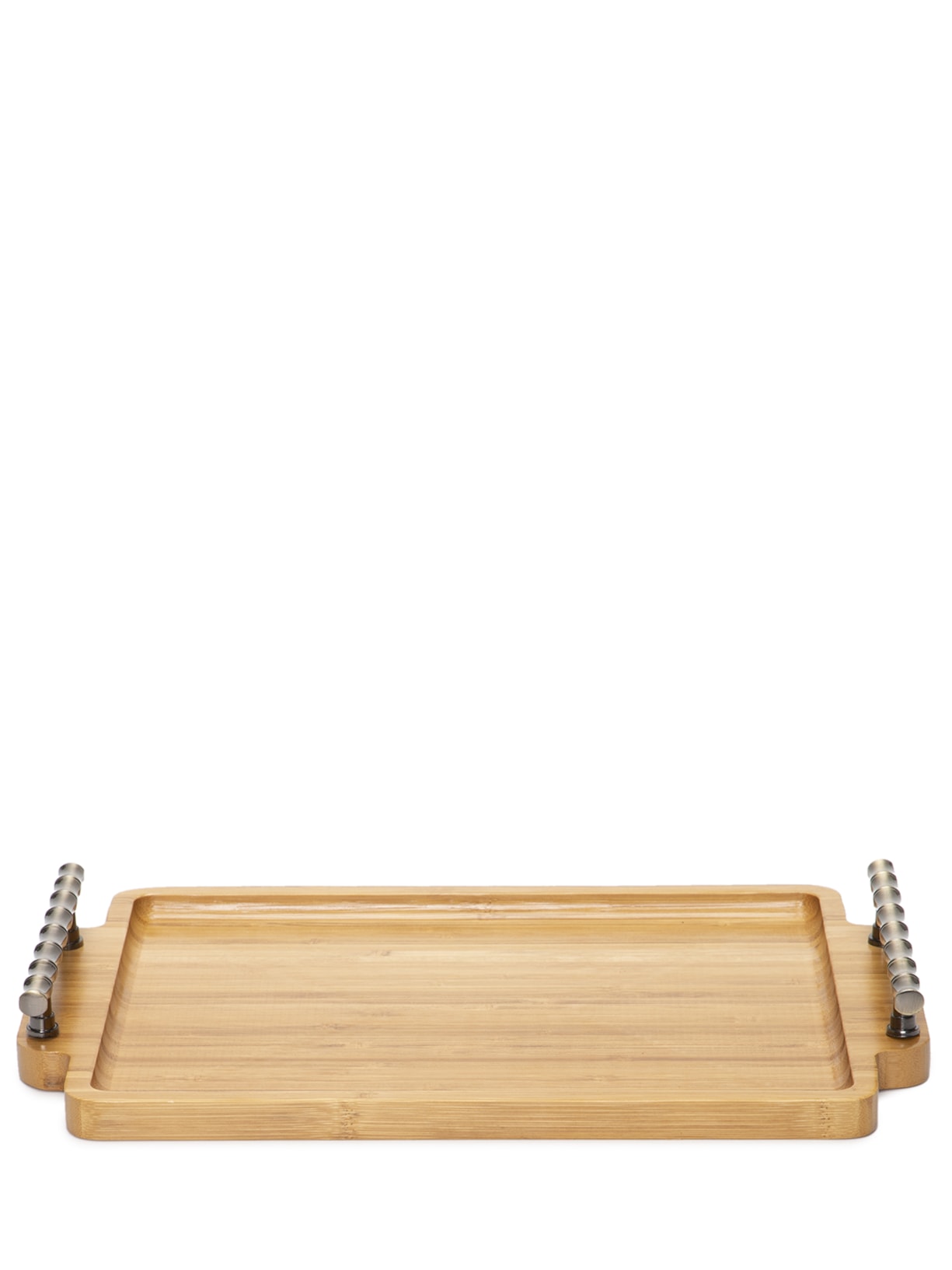 Bandeja De Bambu Com Ala De Metal - Bege