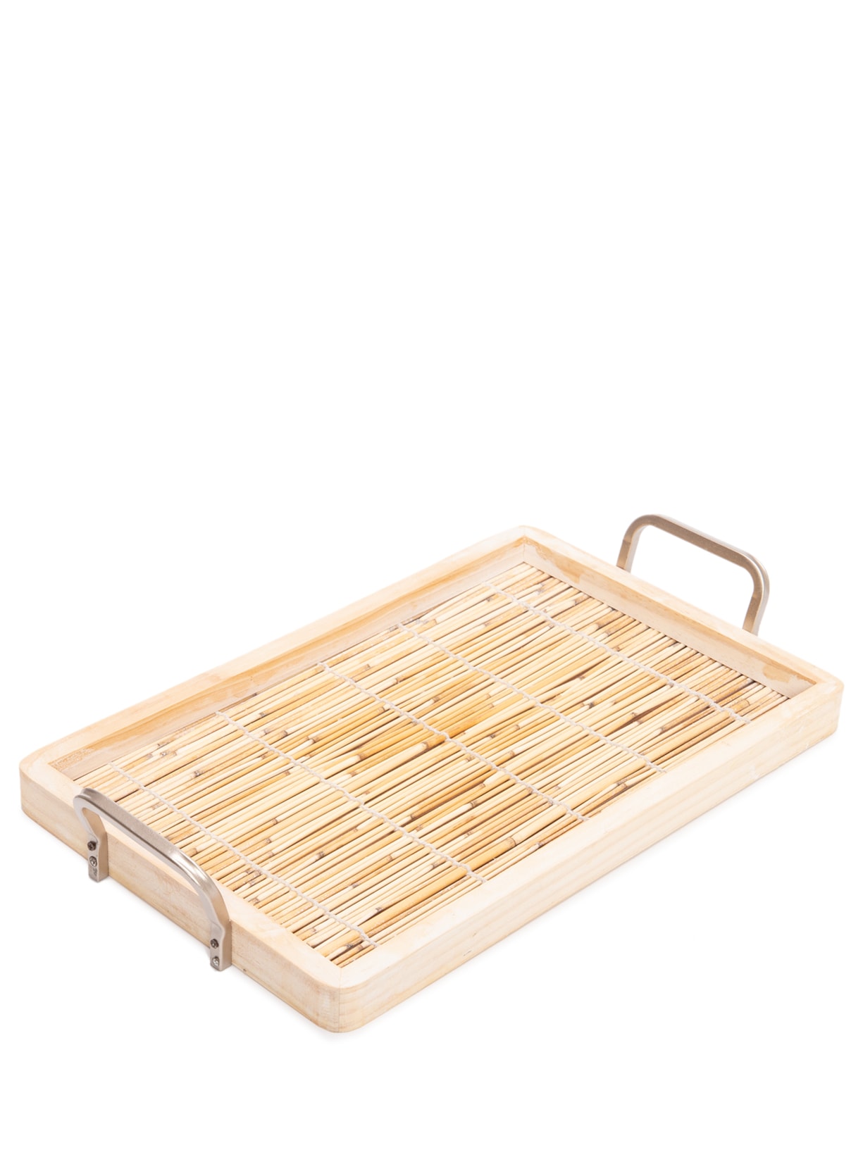 Bandeja Em Madeira E Bambu 1 Peça - Bege