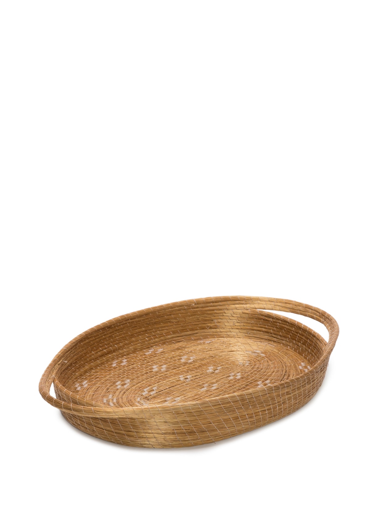 Bandeja Entrelaçada A Mão Com Fibras Naturais De Capim Dourado - Dourado