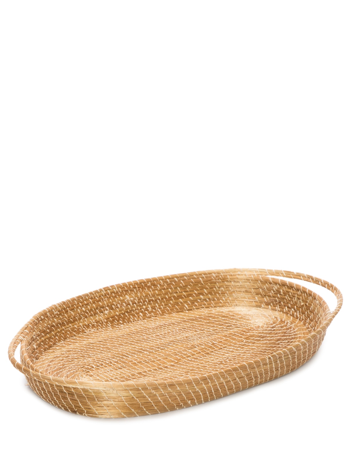 Bandeja Entrelaçada A Mão Com Fibras Naturais De Capim Dourado - Dourado