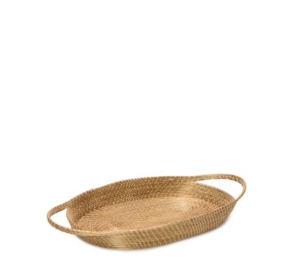 Bandeja Entrelaçada A Mão Com Fibras Naturais De Capim Dourado - Dourado