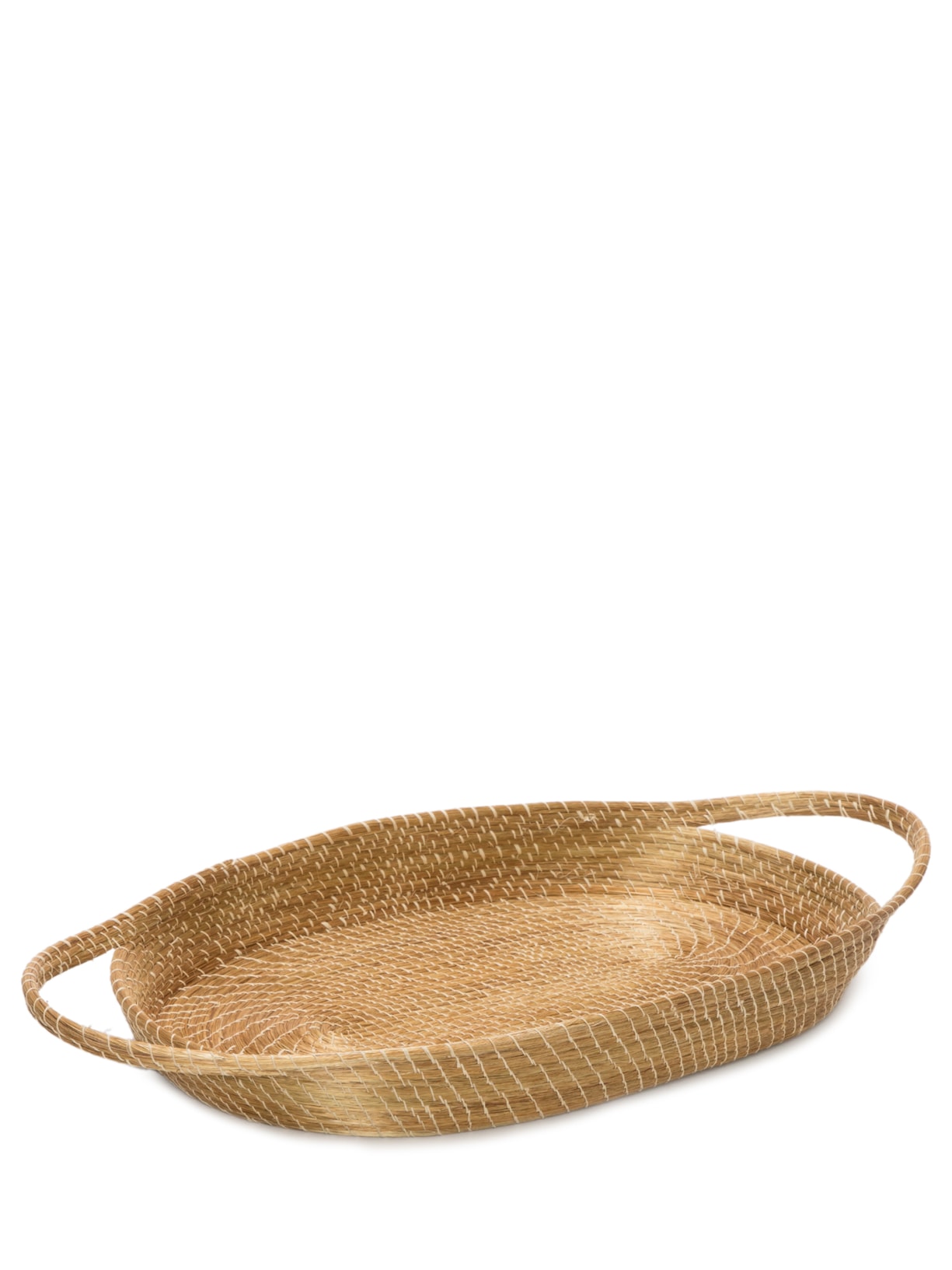 Bandeja Entrelaçada A Mão Com Fibras Naturais De Capim Dourado - Dourado