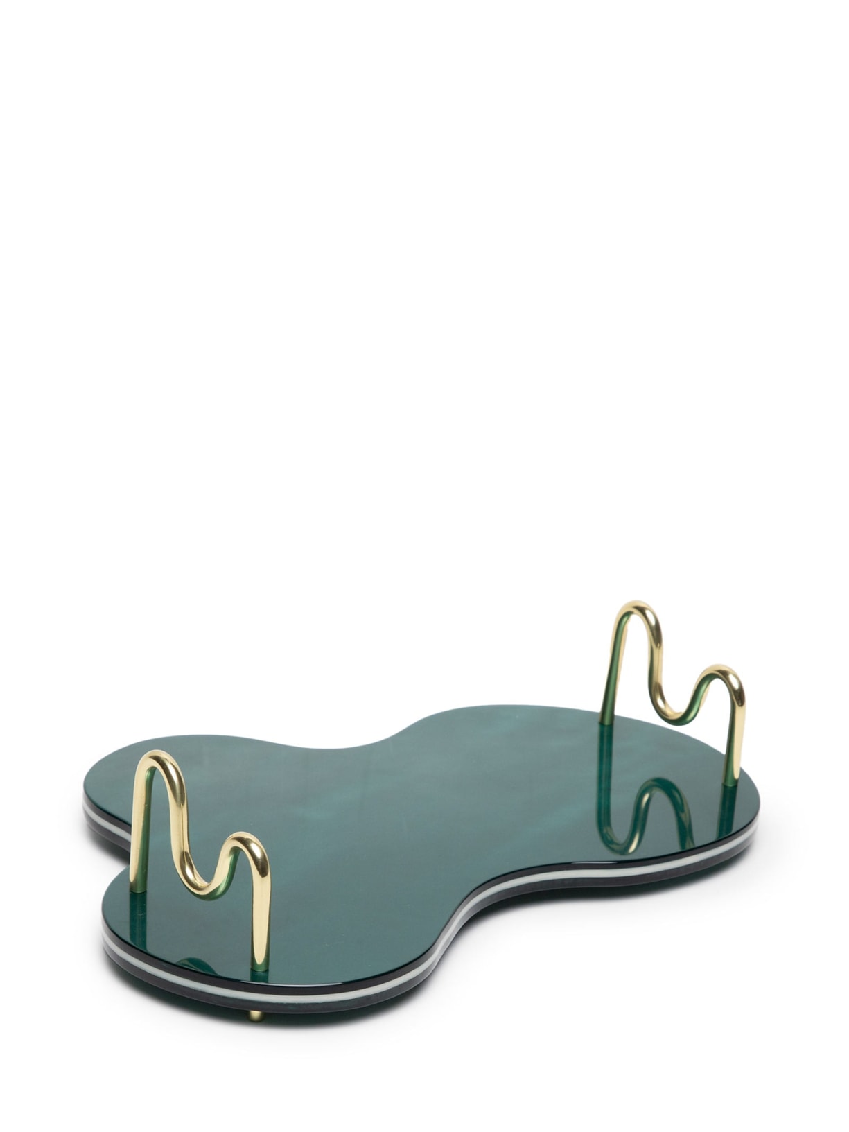Bandeja Marola Acrílico E Alça Em Latão - Verde