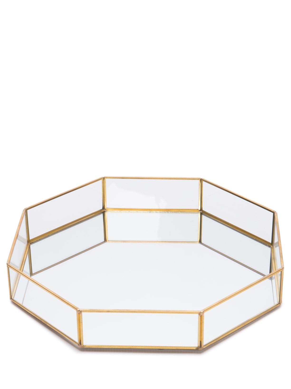 Bandeja Specchio Octógono Grande 1 Peça - Dourado