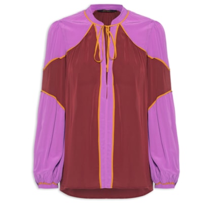 Bata Decote V Bicolor - Vermelho