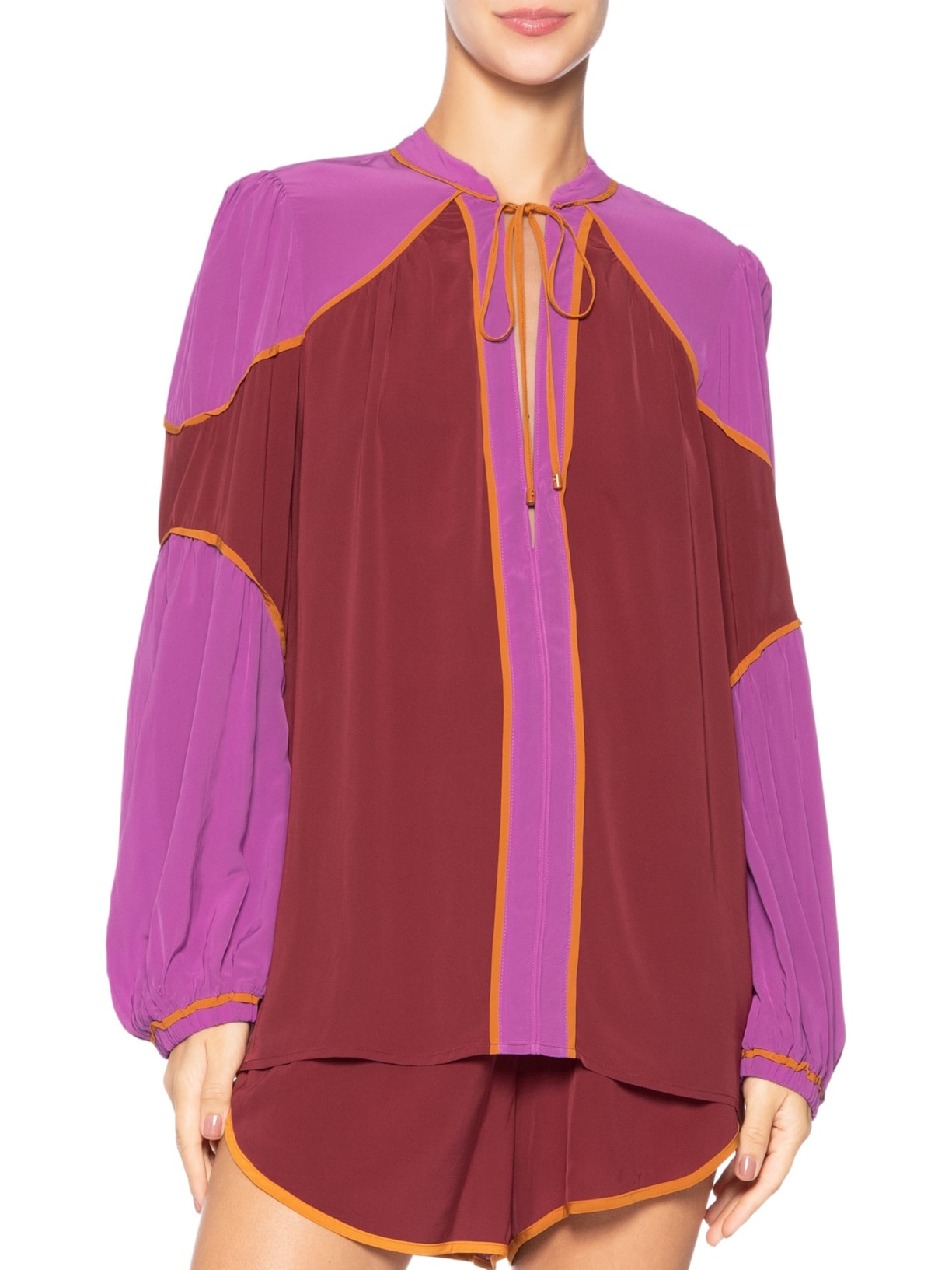 Bata Decote V Bicolor Vermelho Animale