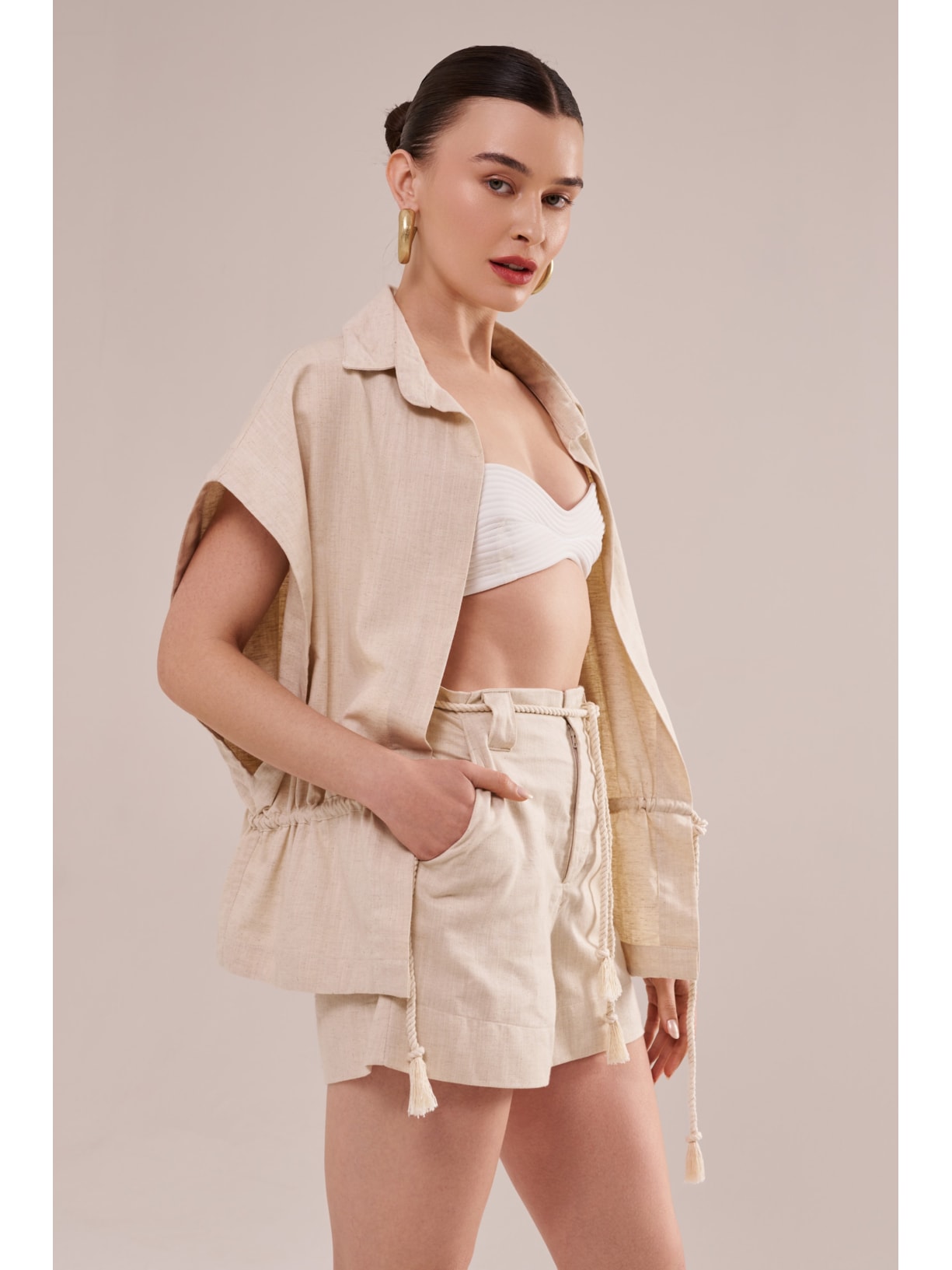 bata em linho com algodão cordel Suntime