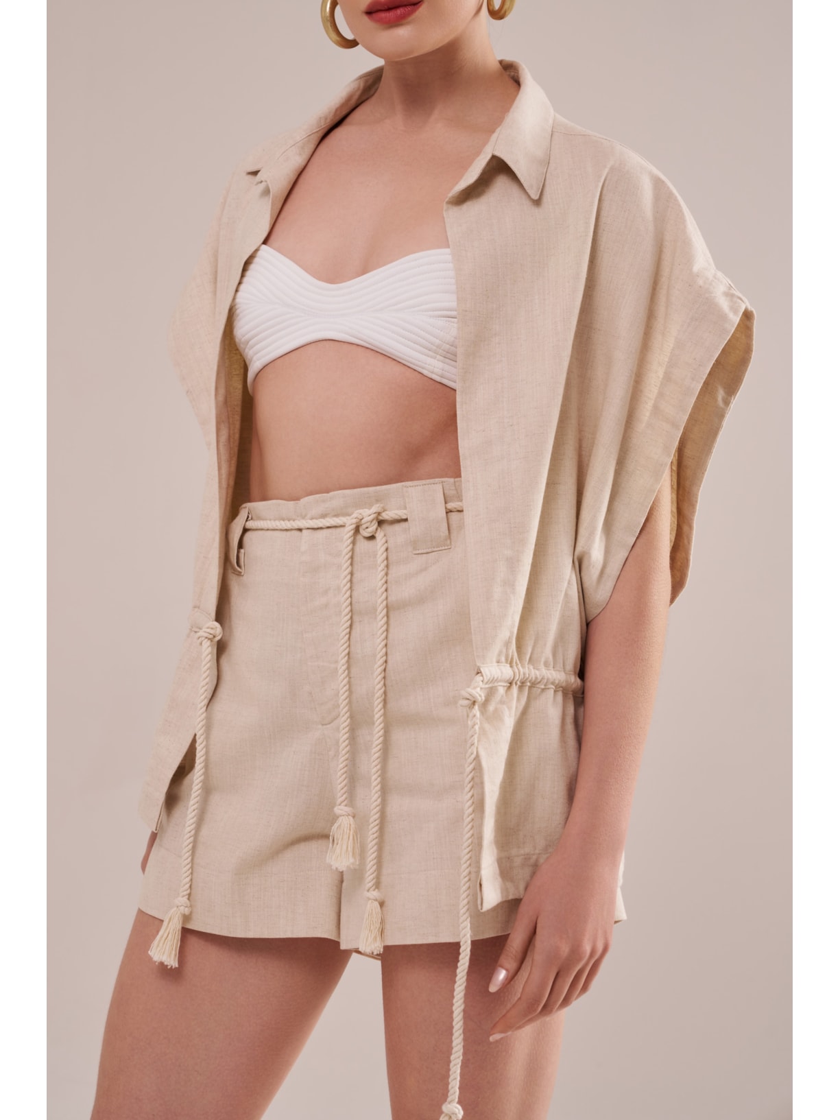 bata em linho com algodão cordel Suntime