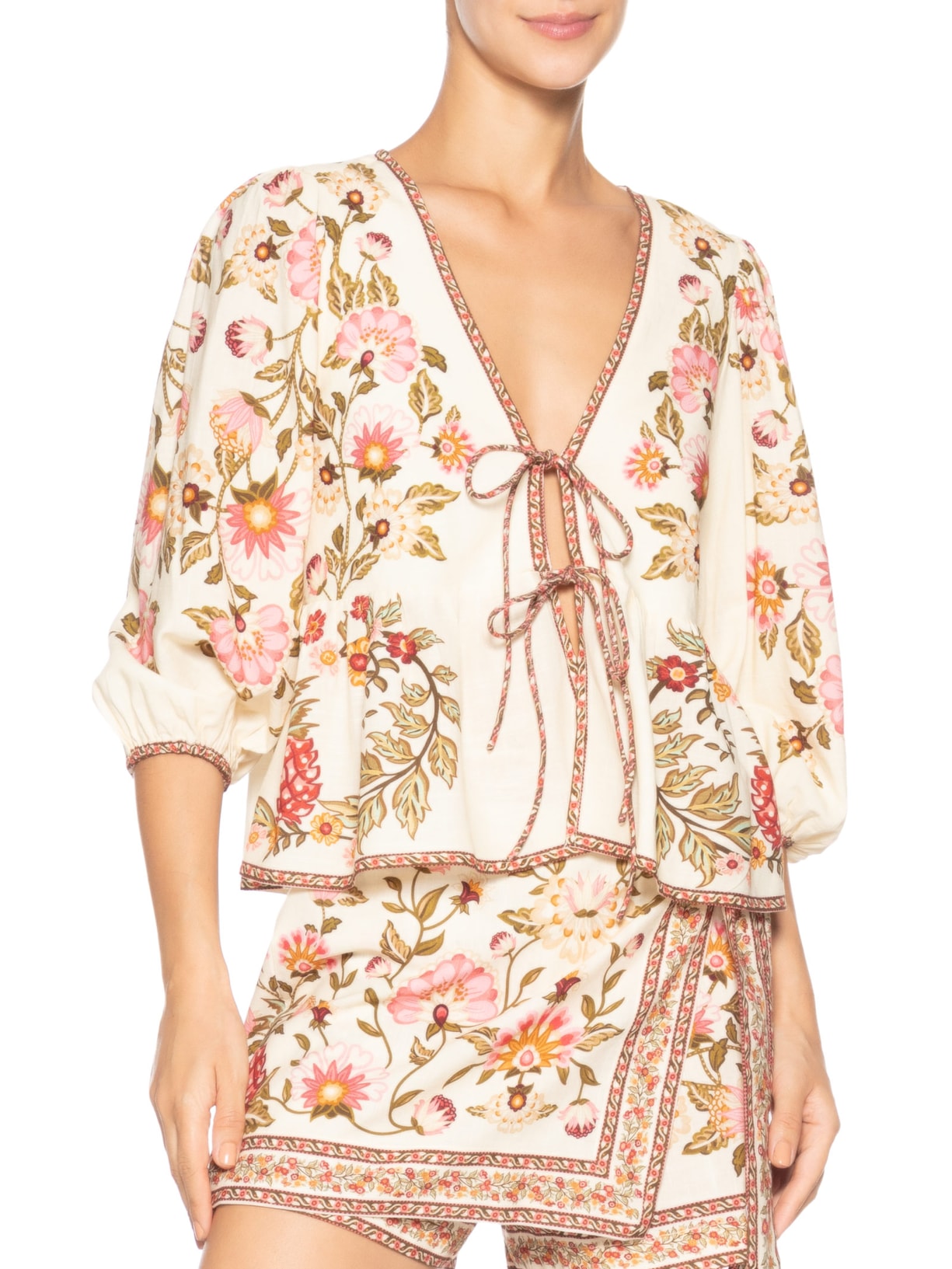 Bata Feminina Amarração Natureza Romântica Bege Farm