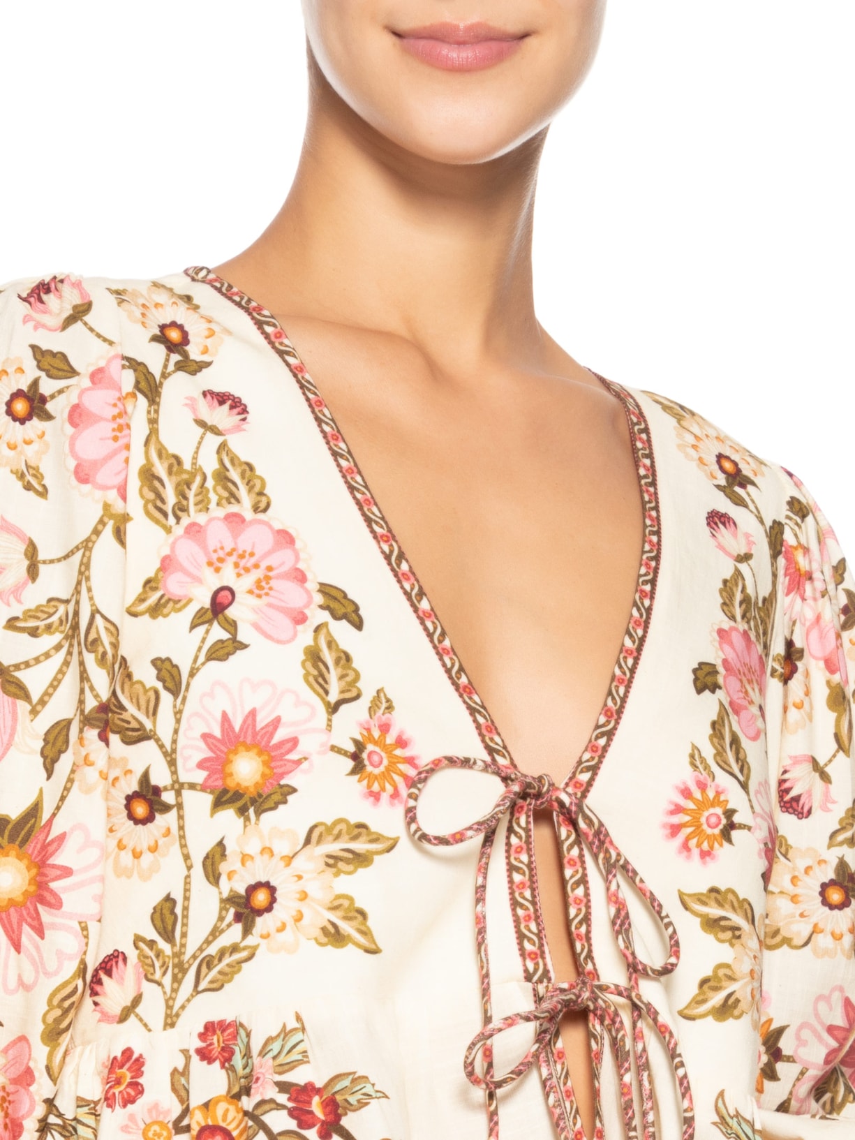 Bata Feminina Amarração Natureza Romântica Bege Farm