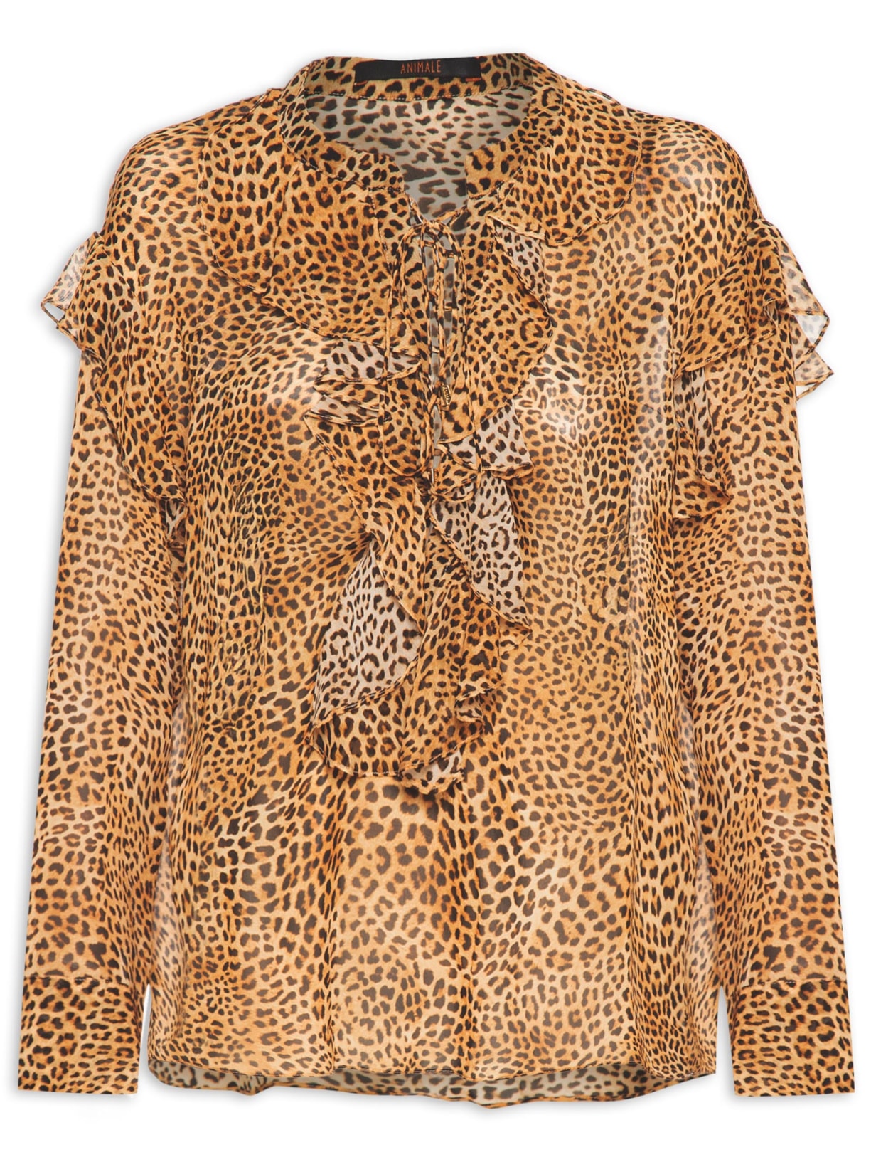 Bata Feminina Babados Atado Onça Suspiro - Animal Print