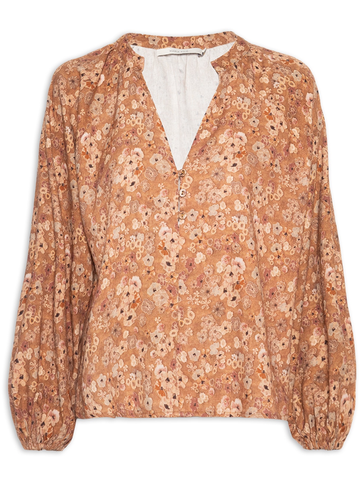 Bata Feminina Bata Manga Longa Estampa Lush Linho - Marrom