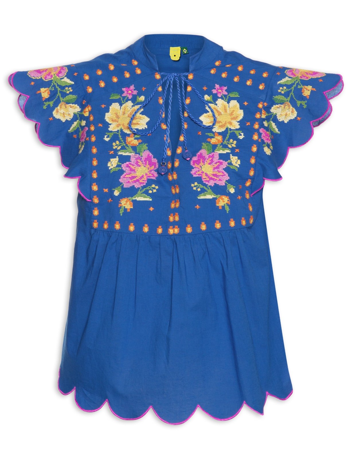 Bata Feminina Bordada Maraca - Azul