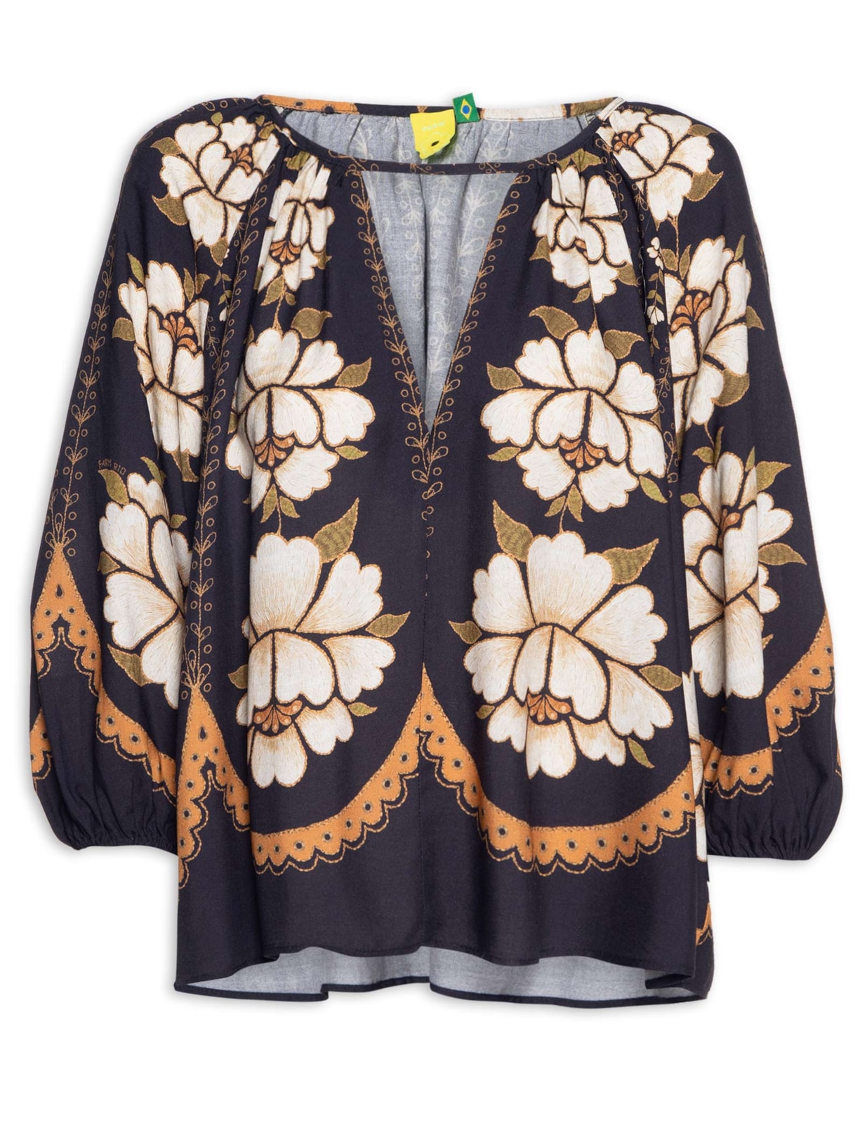 Bata Feminina Bordada - Preto